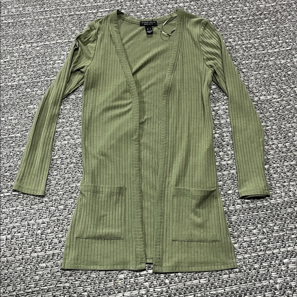 Streetwear Society | Long Olive Green Cardigan